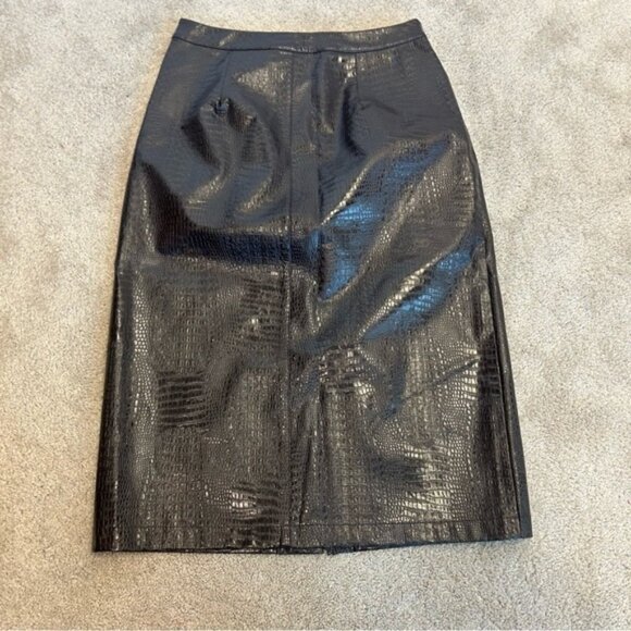 INC International Concepts Brown Reptile Embossed faux leather Pencil Skirt 6 - Picture 4 of 14